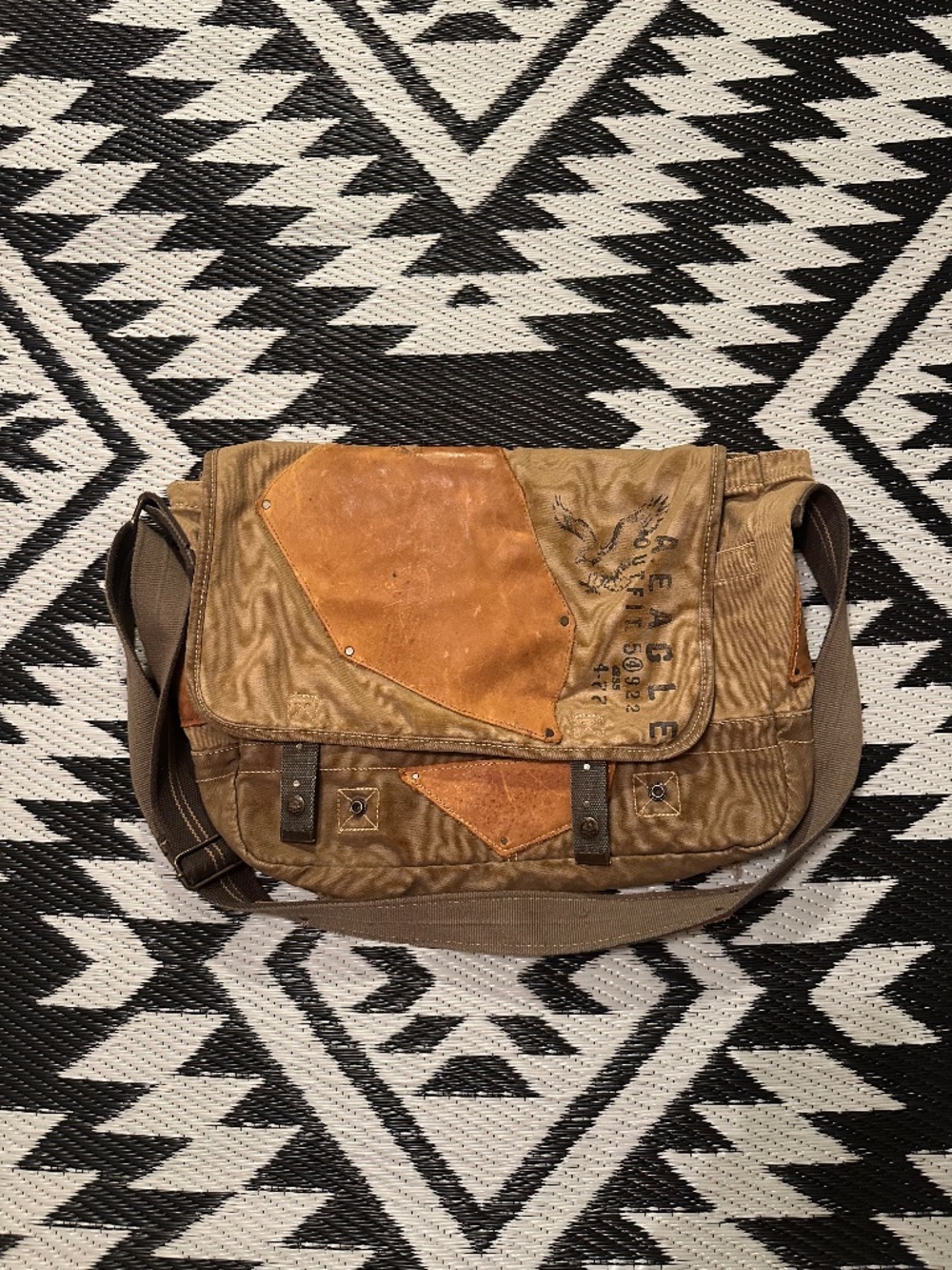 American Eagle Patchwork Leather Messenger Bag